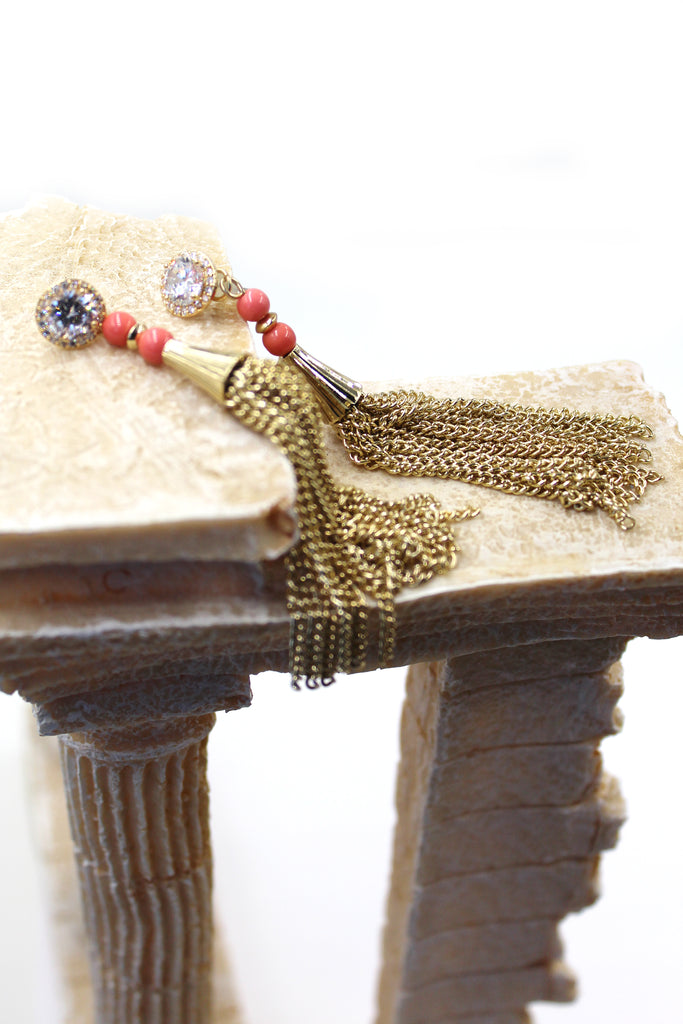 shiny crystal tassel earrings