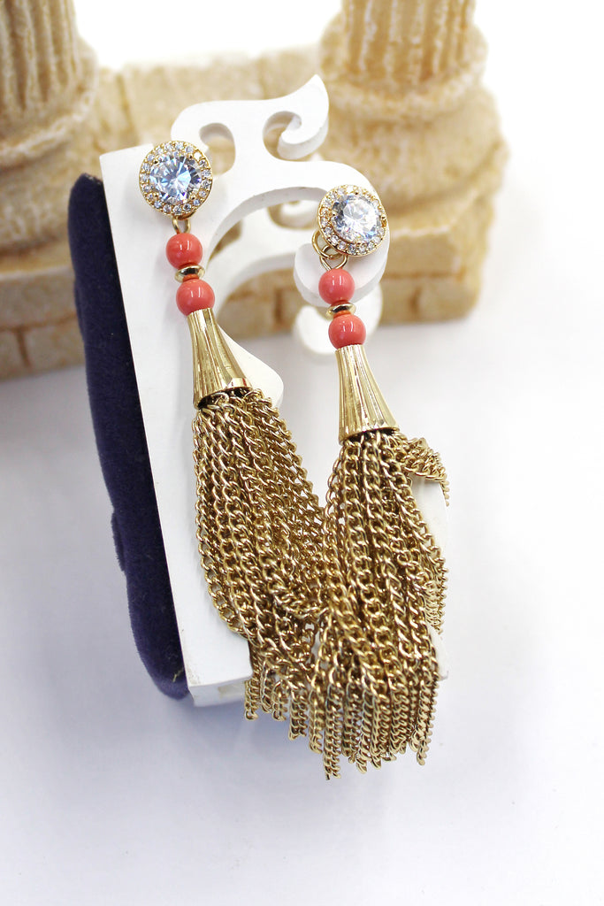 shiny crystal tassel earrings