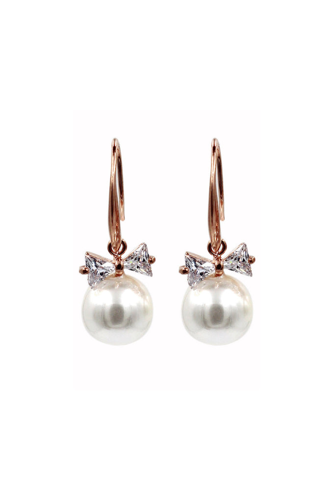 elegant crystal tie pearl earrings necklace set