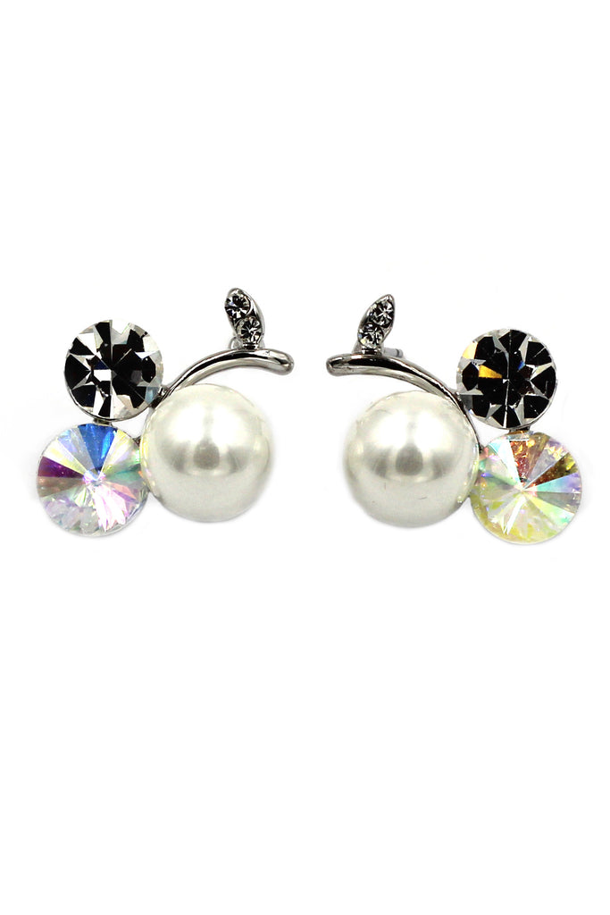 lovely pearl and crystal silver earrings