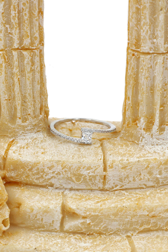 small square crystal ring necklace set
