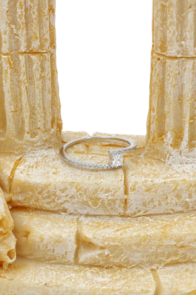 small square crystal ring necklace set
