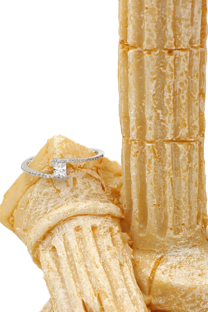small square crystal ring necklace set