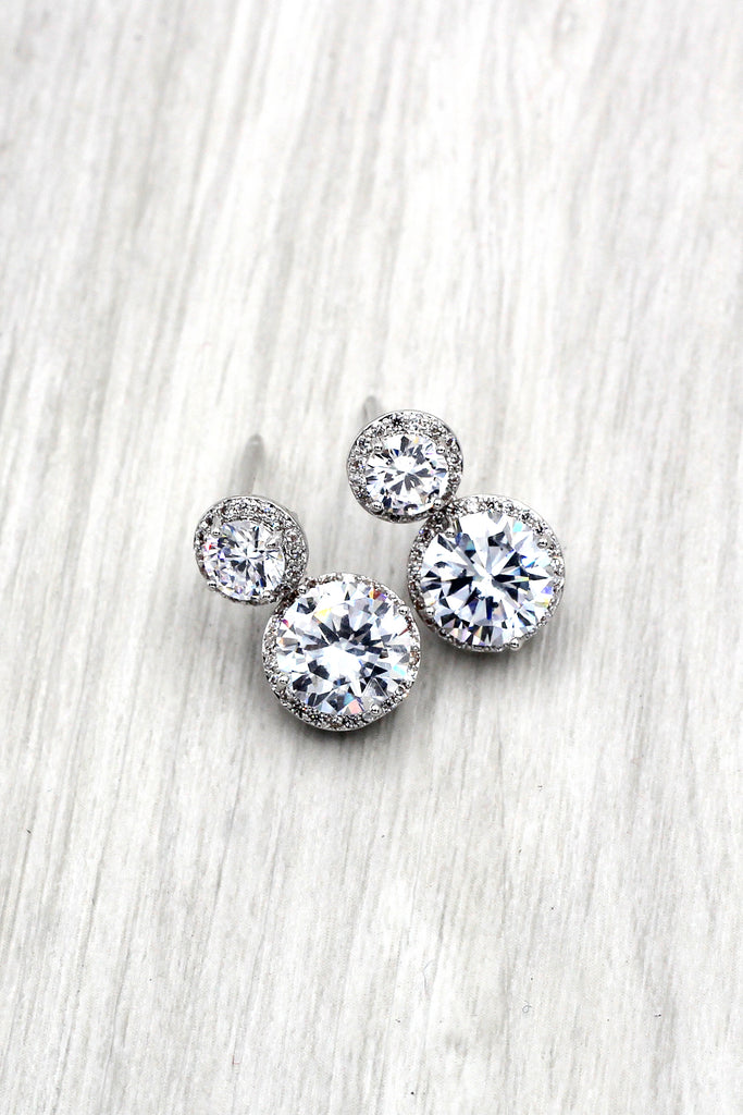 simple shiny crystal earrings necklace set