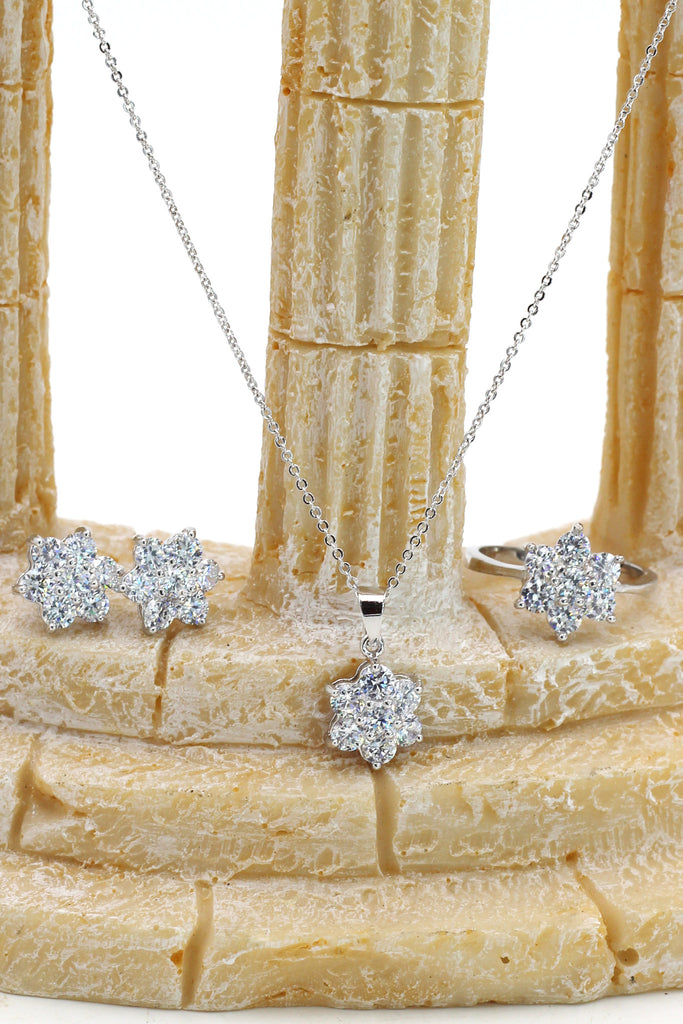 shining crystal star three-piece silver set