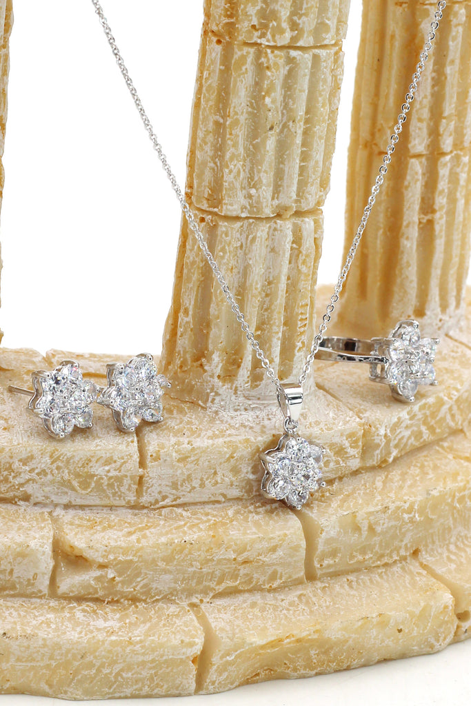 shining crystal star three-piece silver set