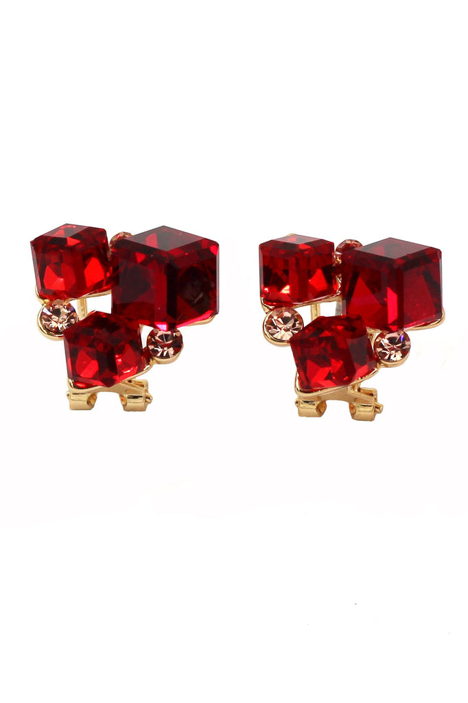 red square ring earrings crystal set