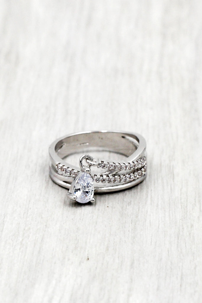 water drop crystal earrings ring set