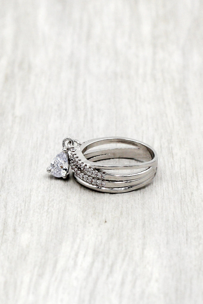 water drop crystal earrings ring set