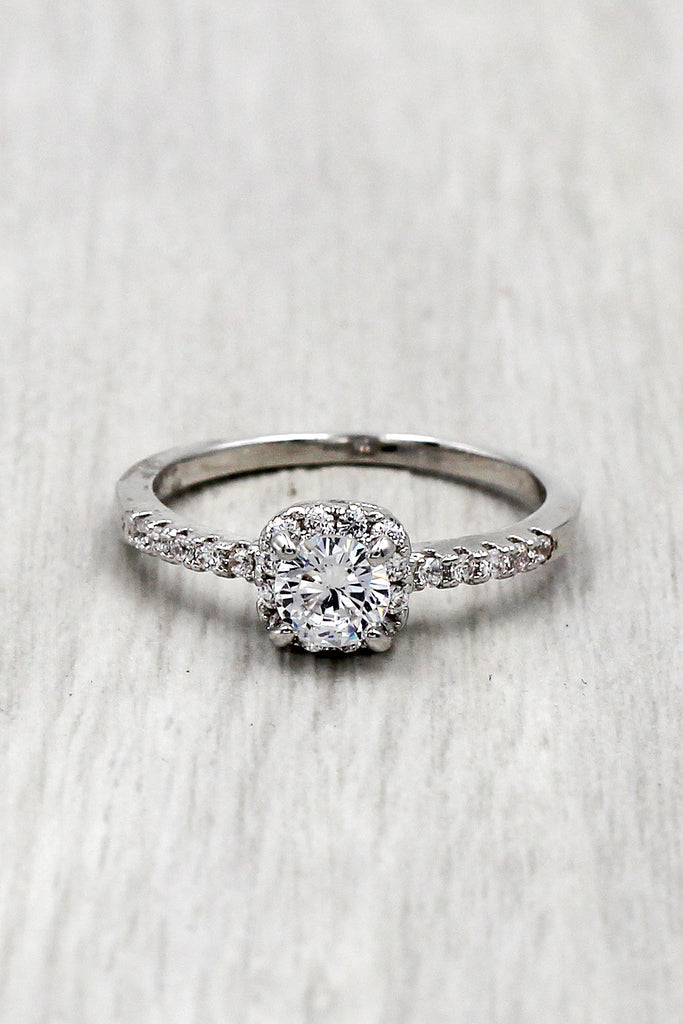 fashion silver square crystal ring