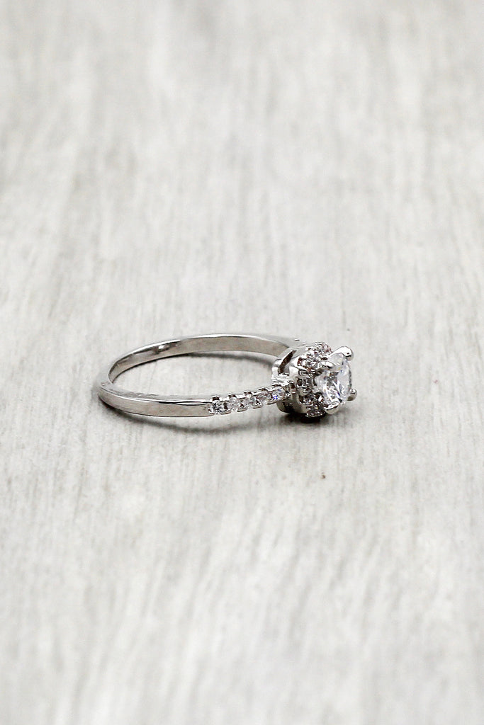 fashion silver square crystal ring