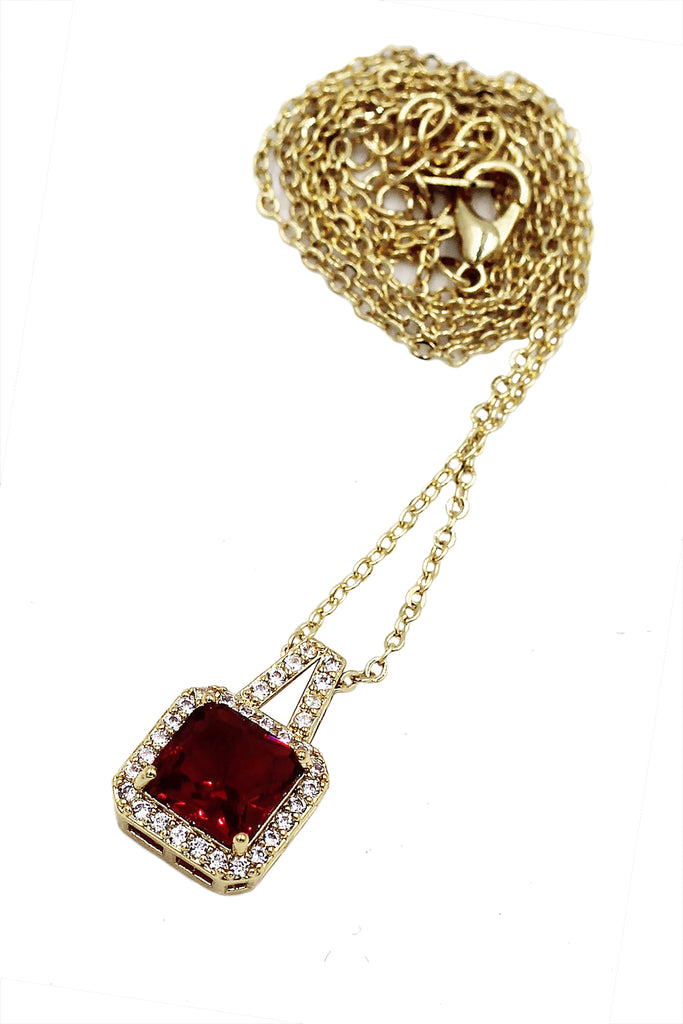 elegant square crystal pendant gold necklace