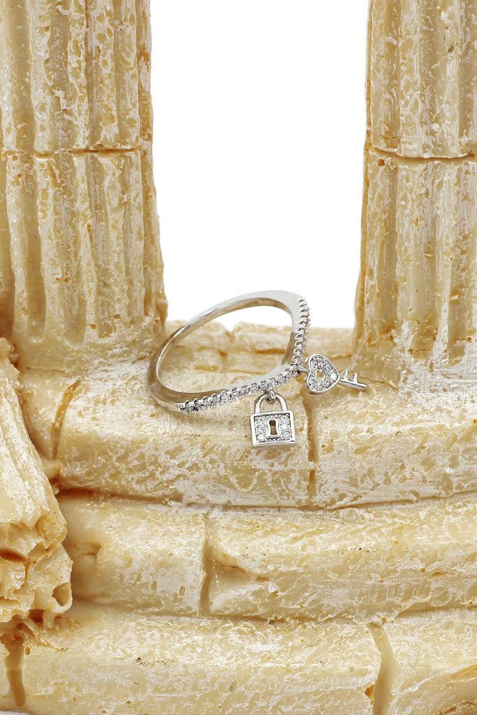 fashion crystal lock necklace ring set