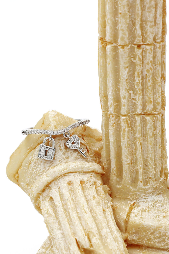 fashion crystal lock necklace ring set