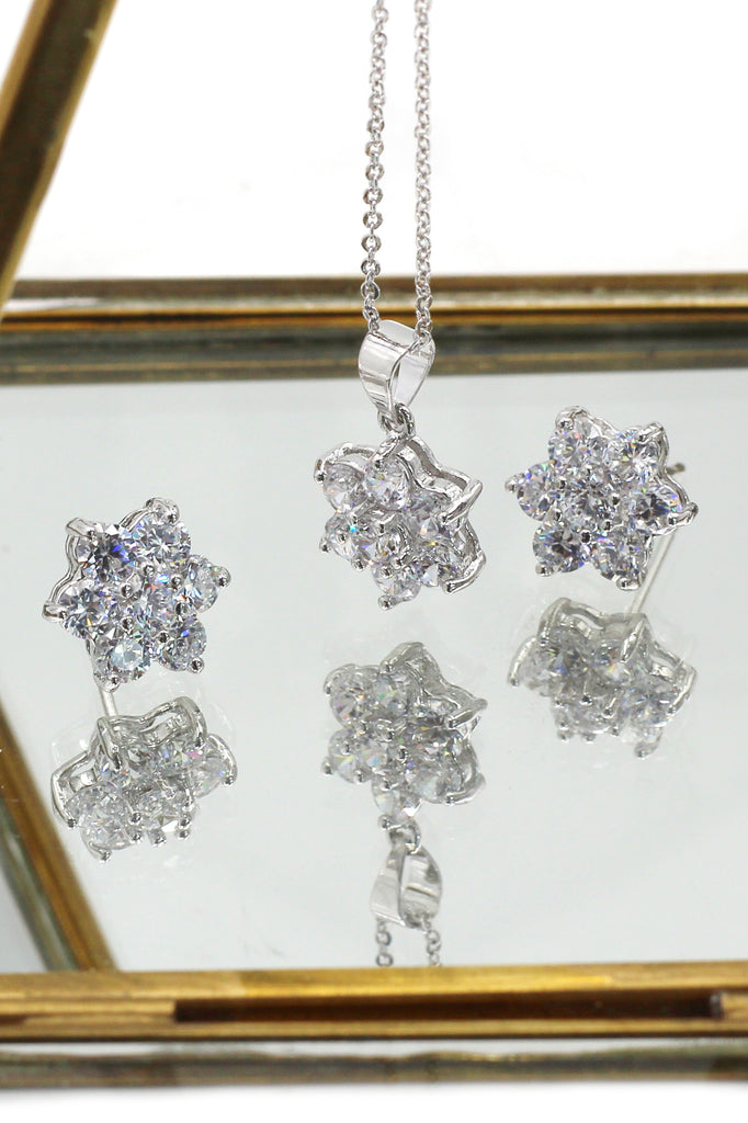 shining crystal star three-piece silver set