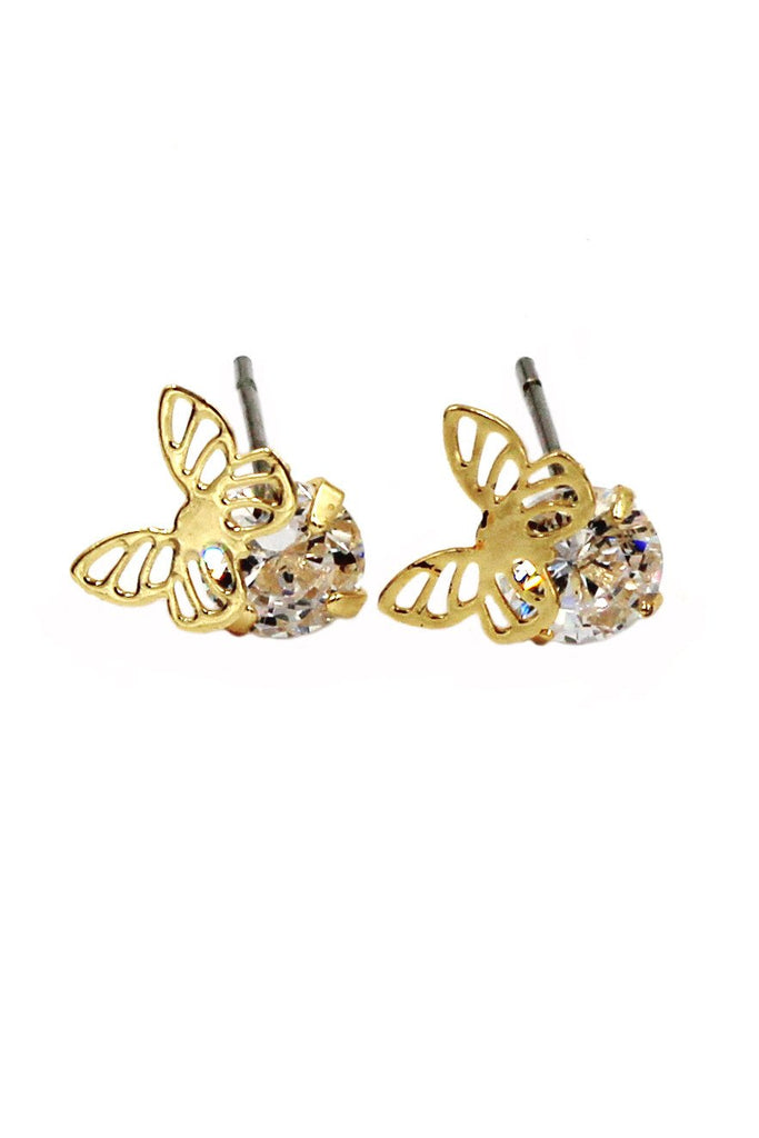 mini butterfly and crystal earrings set