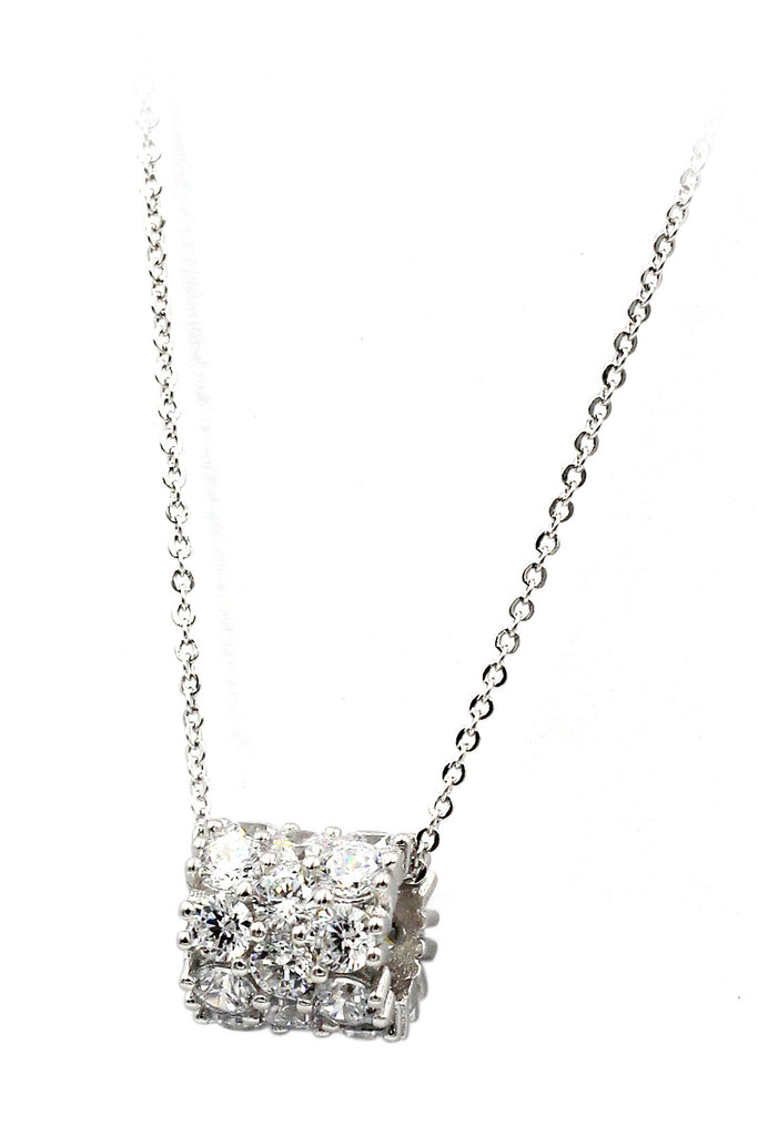 crystal conveyor bead pendant sterling silver necklace