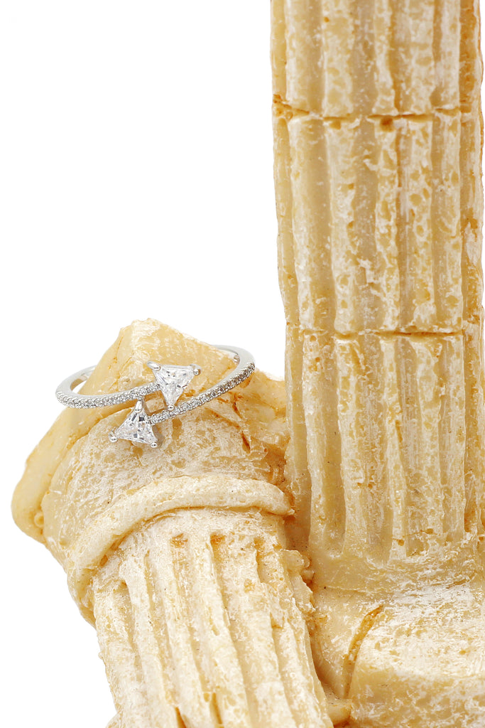 triangle arc bright crystal ring
