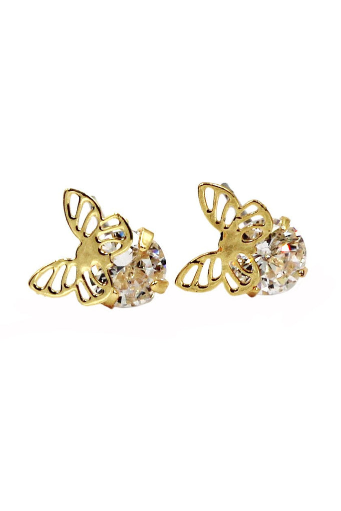 golden butterfly crystal bangle earrings set