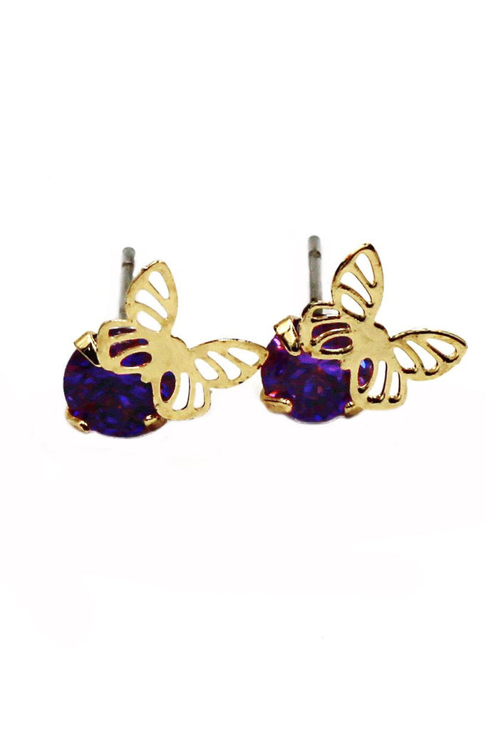 mini butterfly and crystal earrings set