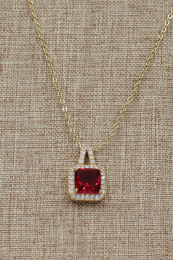 elegant square crystal pendant gold necklace