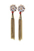 gold crystal flower tassel earrings