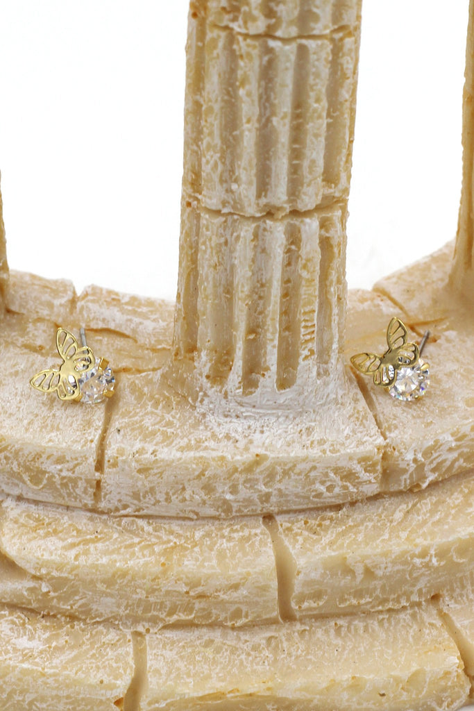 golden butterfly crystal bangle earrings set