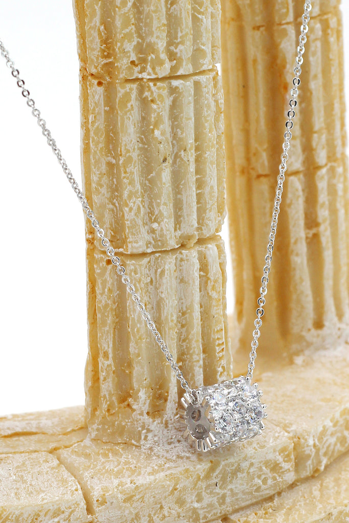 crystal conveyor bead pendant sterling silver necklace