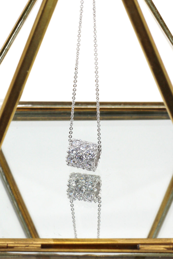 crystal conveyor bead pendant sterling silver necklace