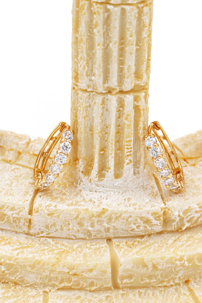 noble golden ring small crystal earrings