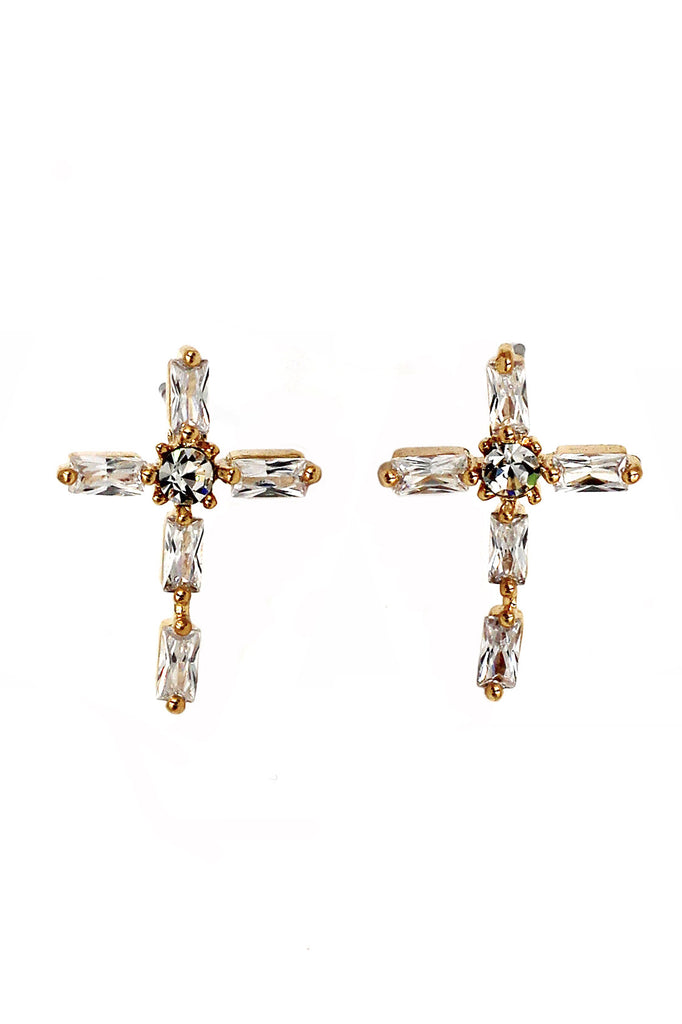 fashion mini cross gold earrings necklace set