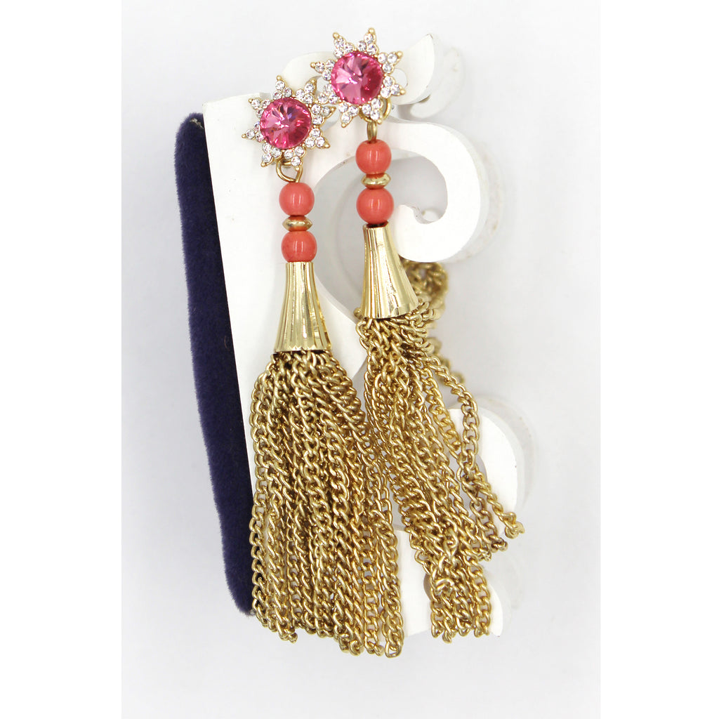 cabinet crystal sun tassel earrings