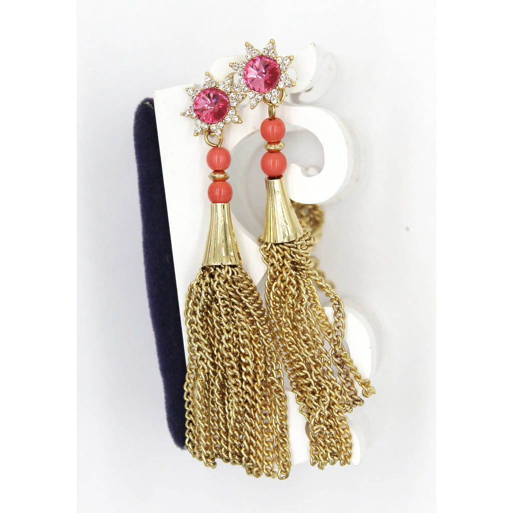 cabinet crystal sun tassel earrings