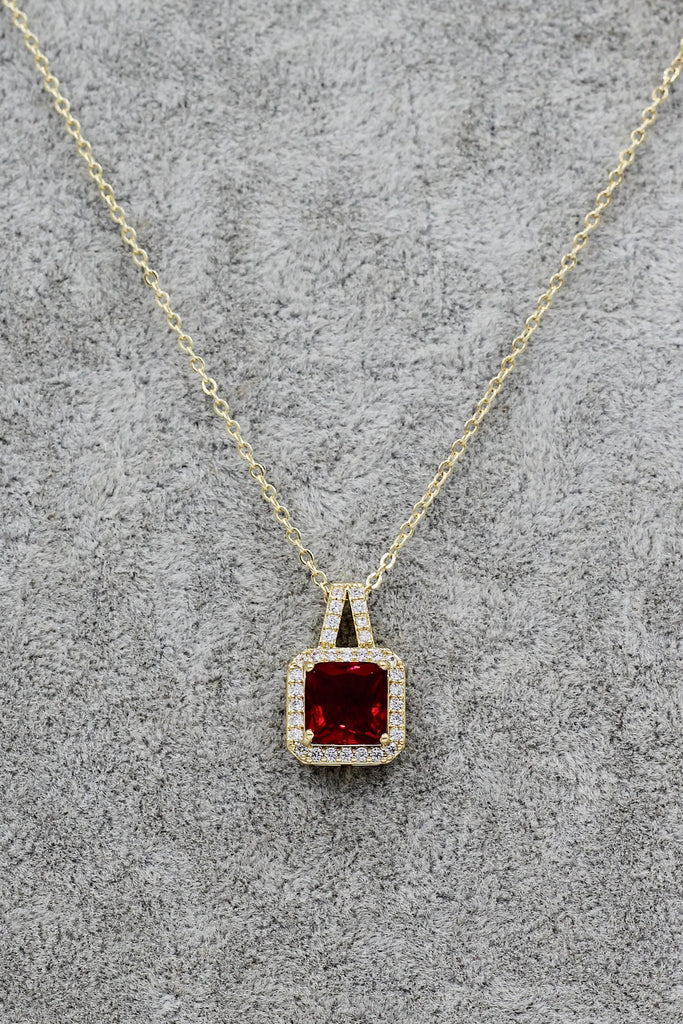 elegant square crystal pendant gold necklace