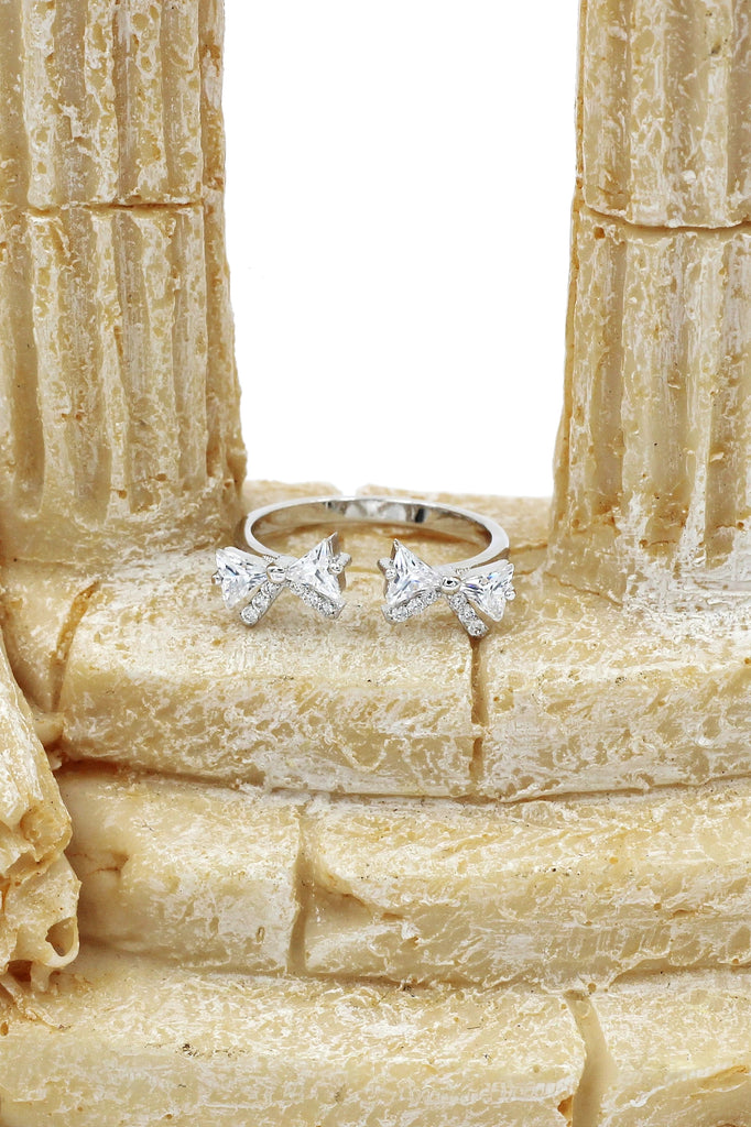 cute crystal bow ring earring set