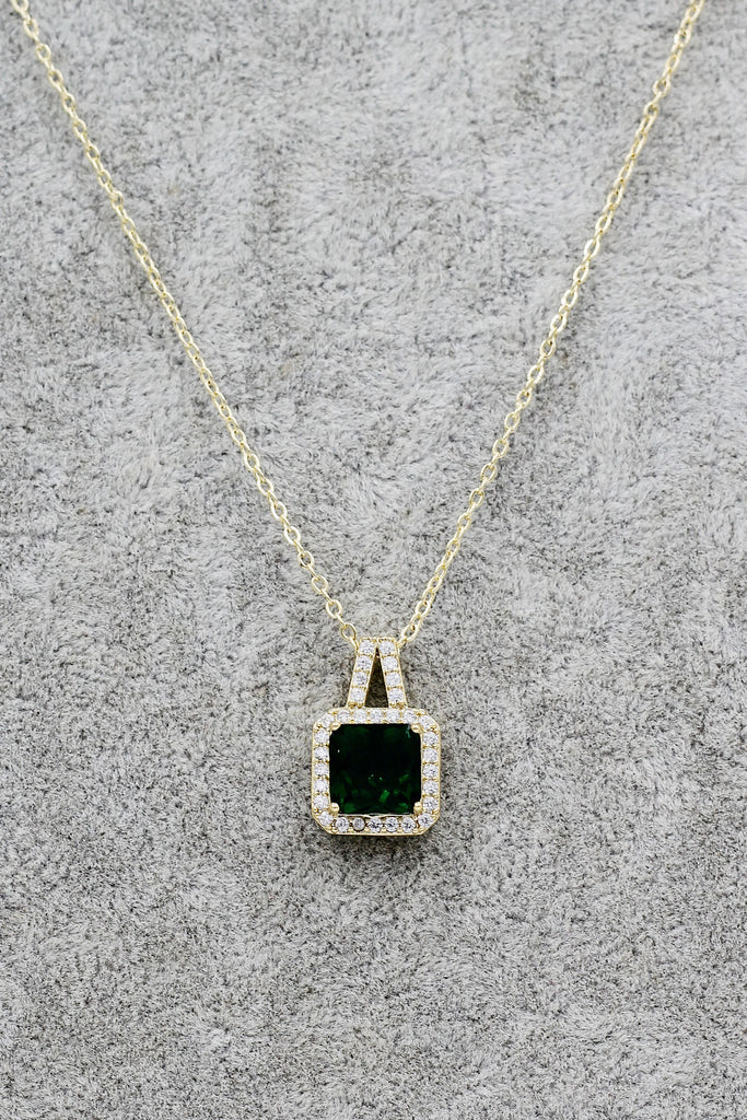 elegant square crystal pendant gold necklace