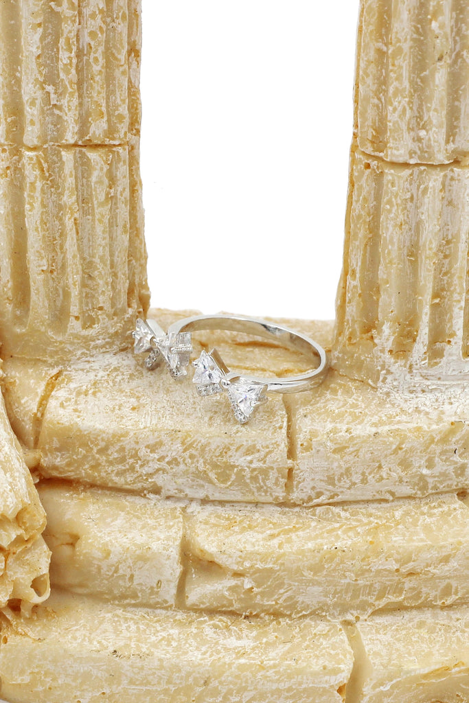 cute crystal bow ring earring set