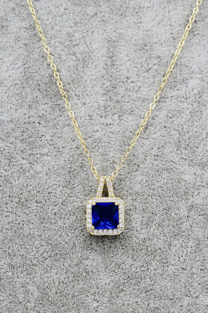 elegant square crystal pendant gold necklace