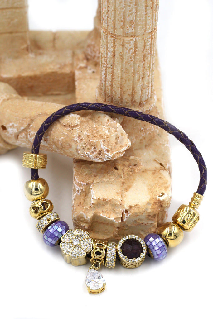 Fashion Purple Crystal Necklace Bracelet Set