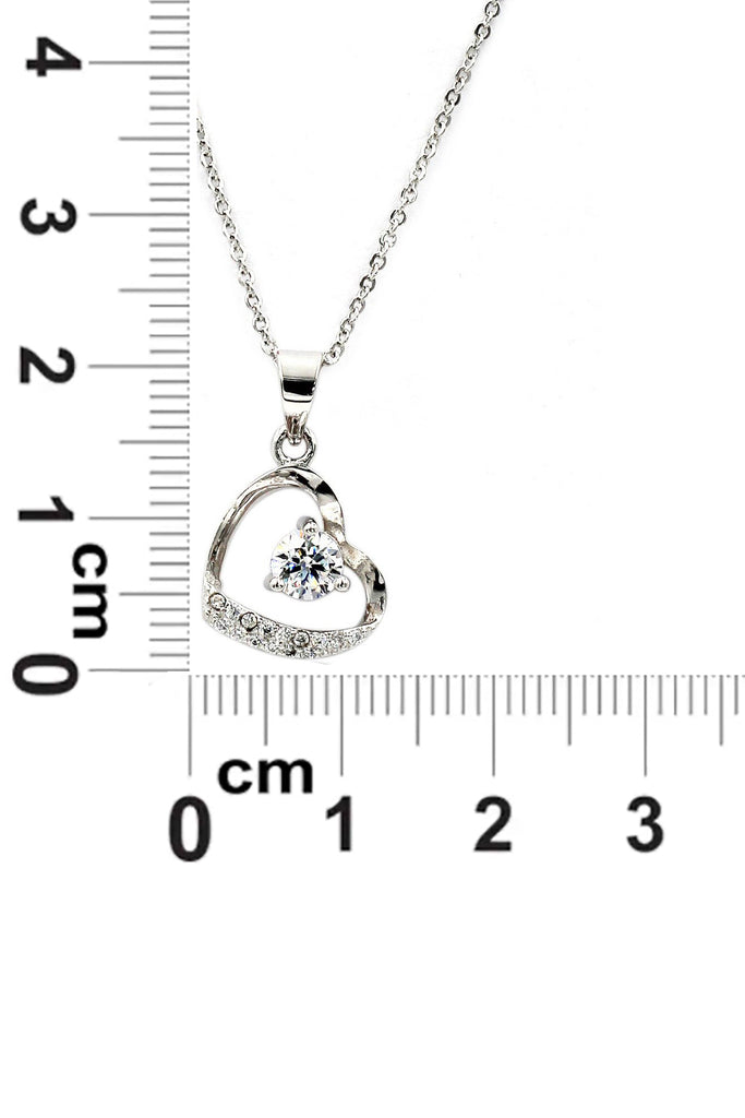 single drill love heart sterling silver necklace