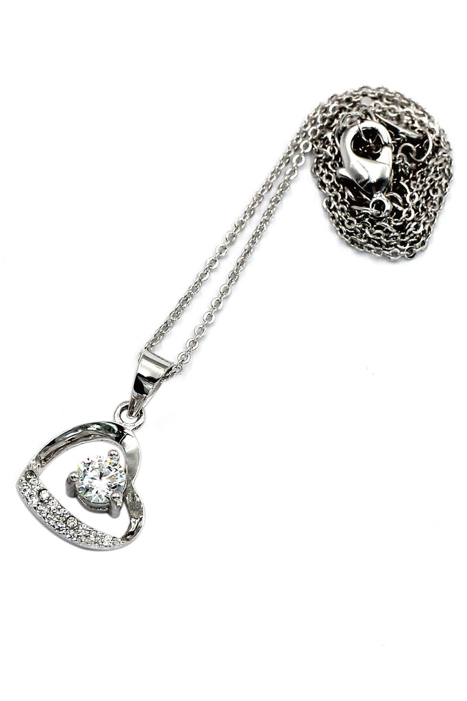 single drill love heart sterling silver necklace