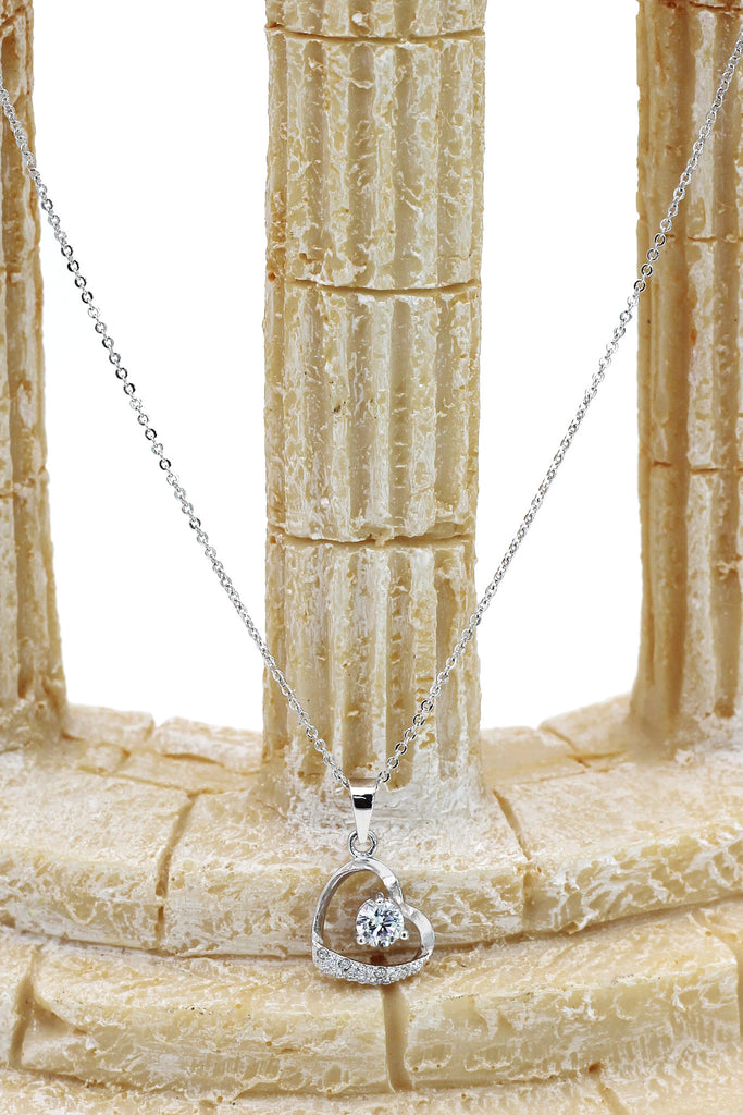 single drill love heart sterling silver necklace