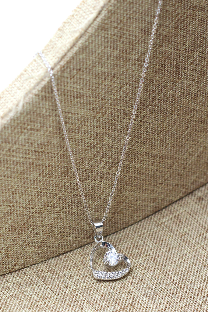 single drill love heart sterling silver necklace