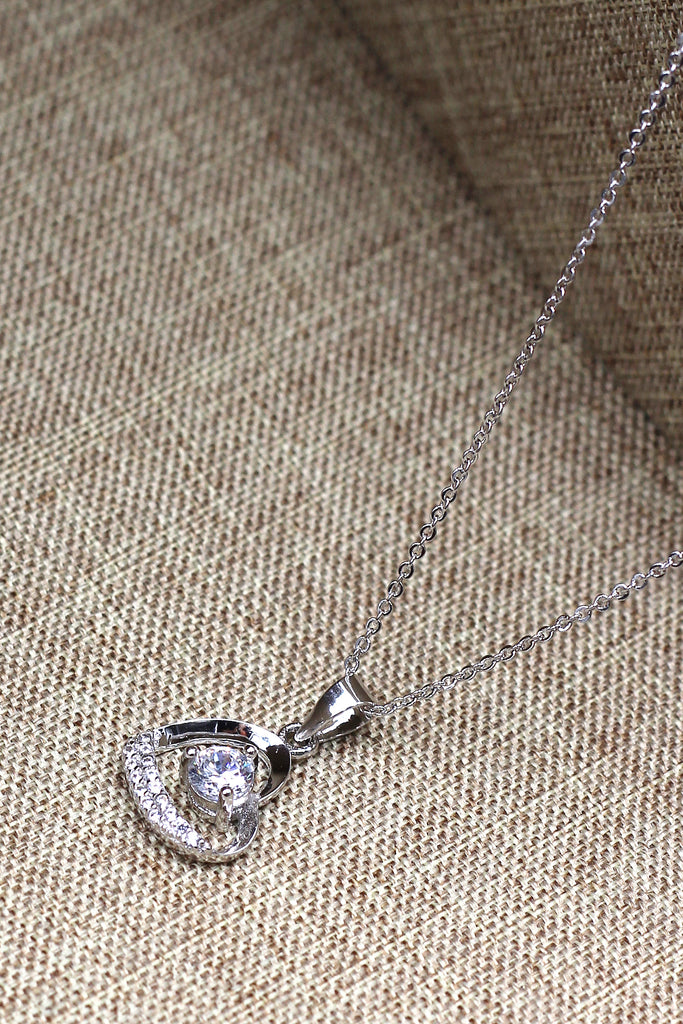 single drill love heart sterling silver necklace