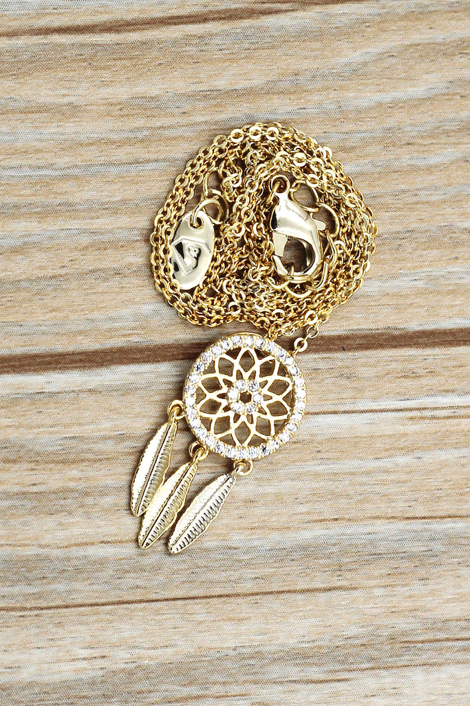 fashion dreamcatcher crystal necklace
