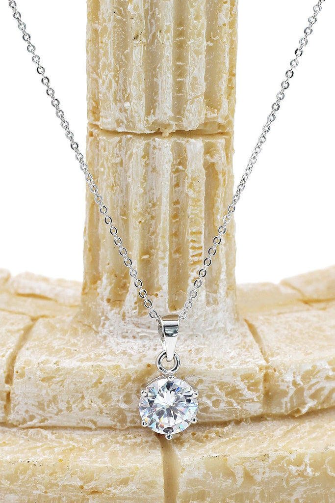 shiny six prong crystal ring necklace set