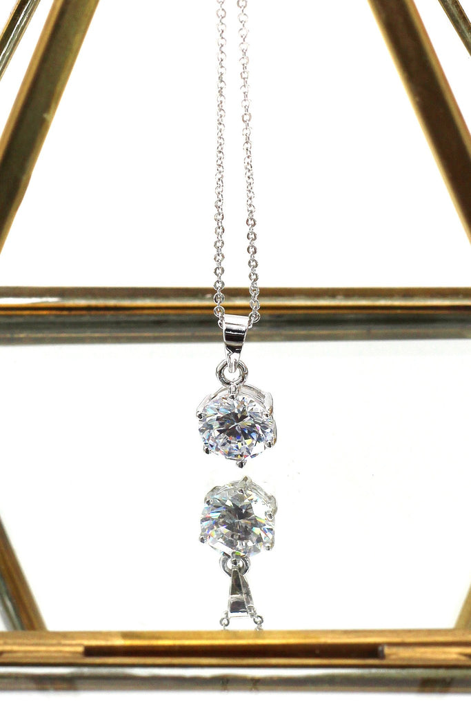 shiny inlaid zircon necklace ring set