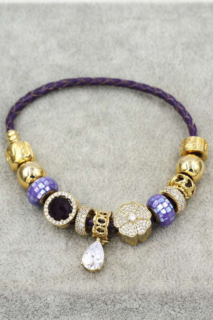 Fashion Purple Crystal Necklace Bracelet Set