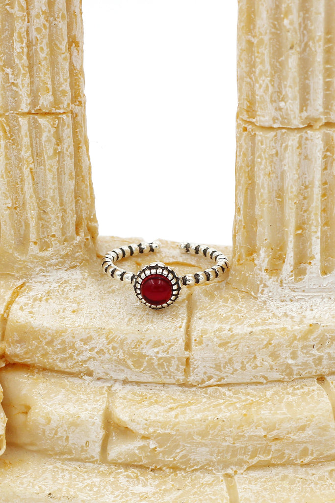 red small crystal open ring necklace set