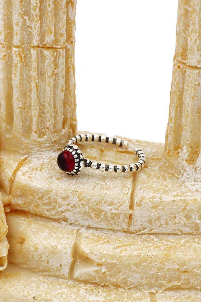 red small crystal open ring necklace set